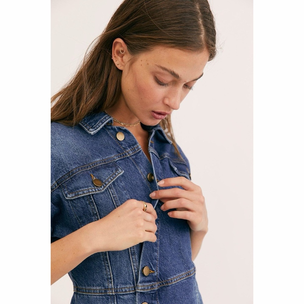 Free People The City Mini Denim Dress - Picture 3 of 16
